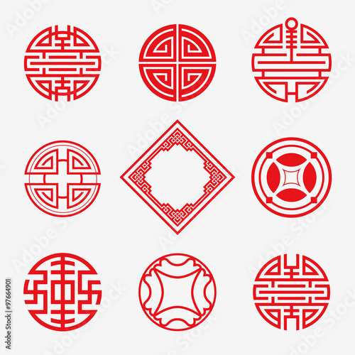  Preview
Stock Vector Illustration:
Set of Simply oriental art (frame, border, knot ) for Chinese new year ornament. Vector Illustration.