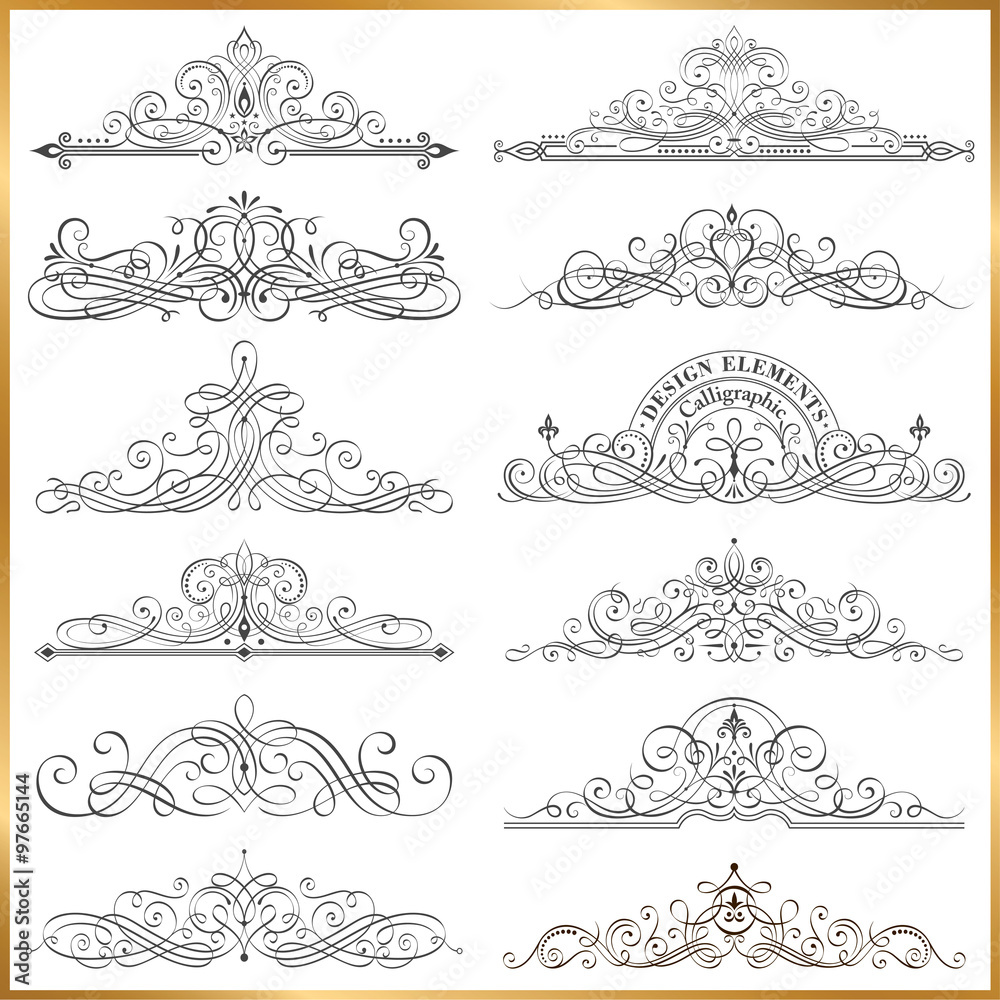 Calligraphic Frames Vector Set Calligraphic Frames Vector Set