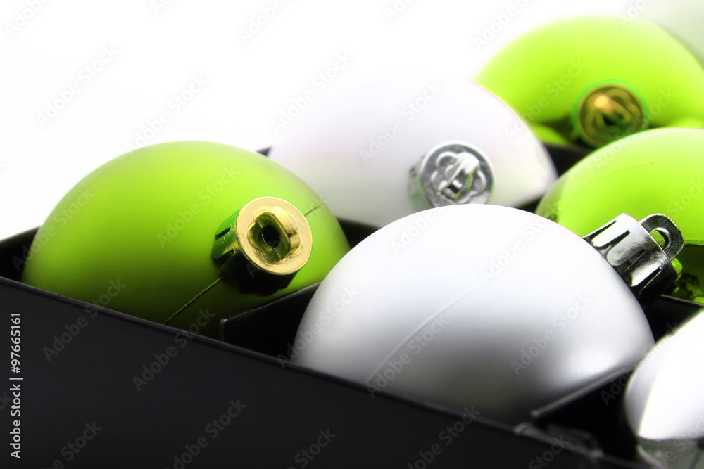 Bunch of green and white Christmas decoration balls Bunch of green and white Christmas decoration balls