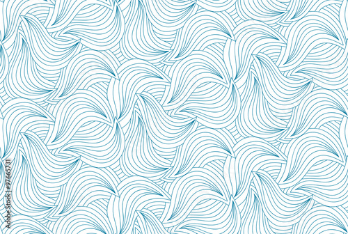 Vector wave seamless background of doodle drawn lines