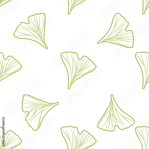 Ginkgo biloba pattern seamless. Silhouette of ginkgo leaves