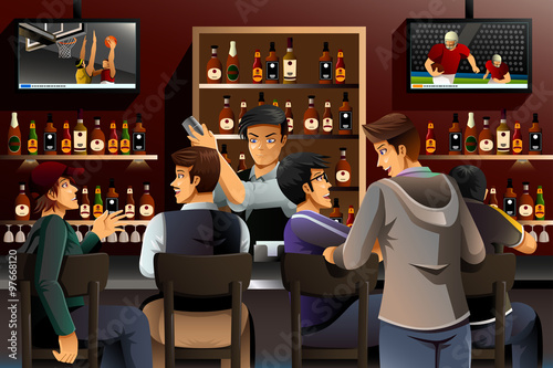 People Hanging out in a Bar
