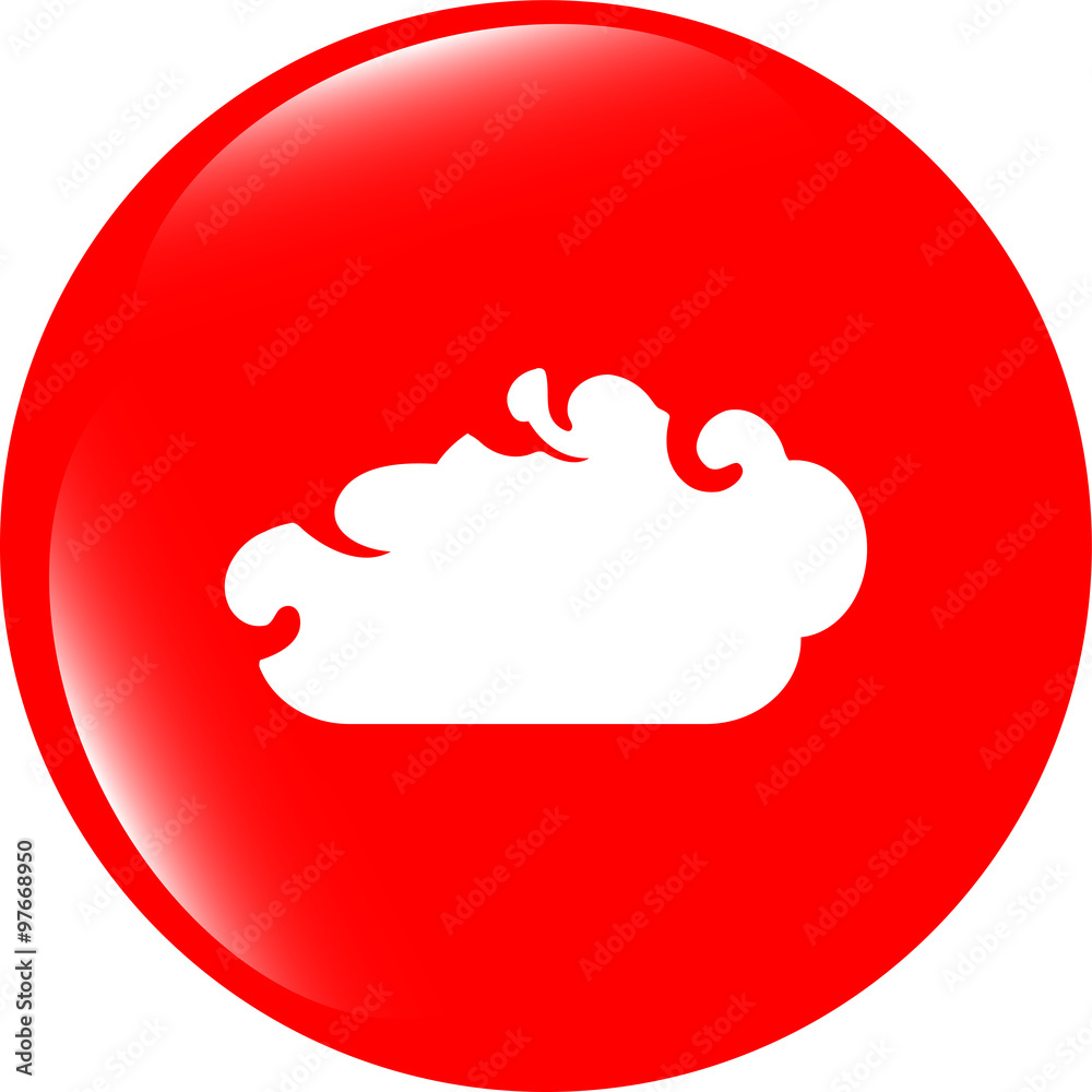 vector white cloud on internet icon isolated on white