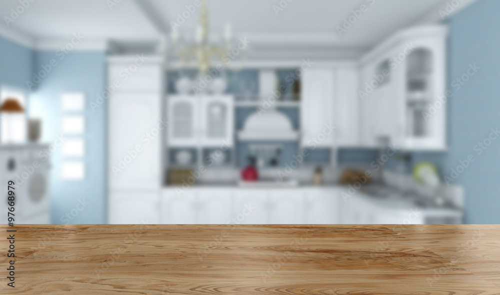 Wood table in the kitchen background for your artwork Wood table in the kitchen background for your artwork