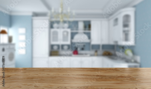 Wood table in the kitchen background for your artwork