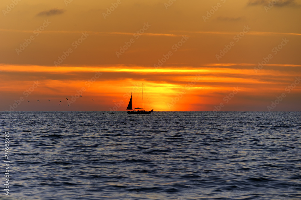 Sailboat Sunset Silhouette