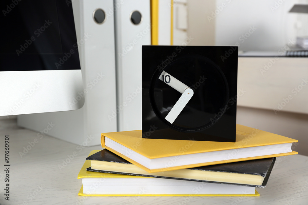 Clock notebook on office or home Clock notebook on office or home
