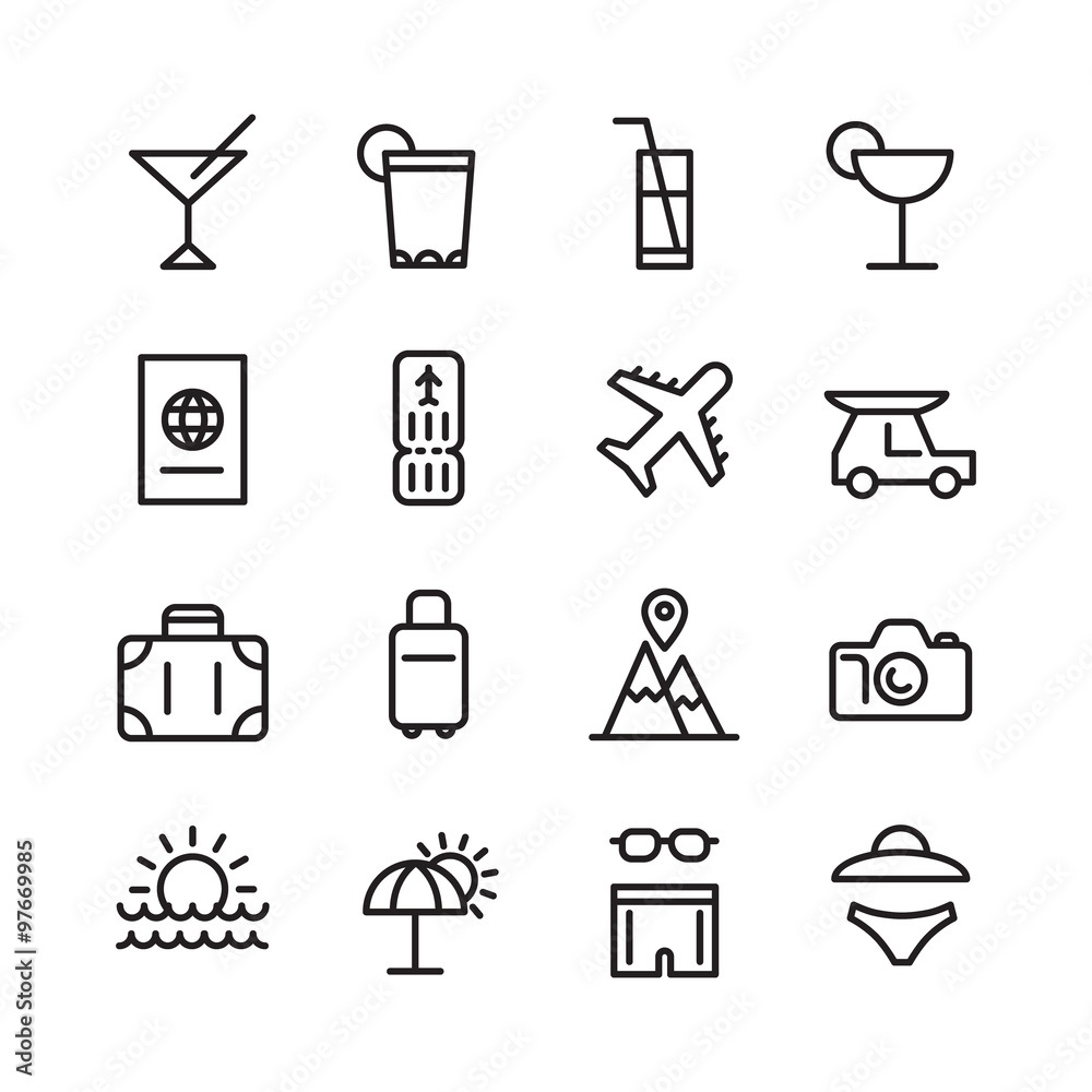 Travel and Tourism icons set Travel and Tourism icons set