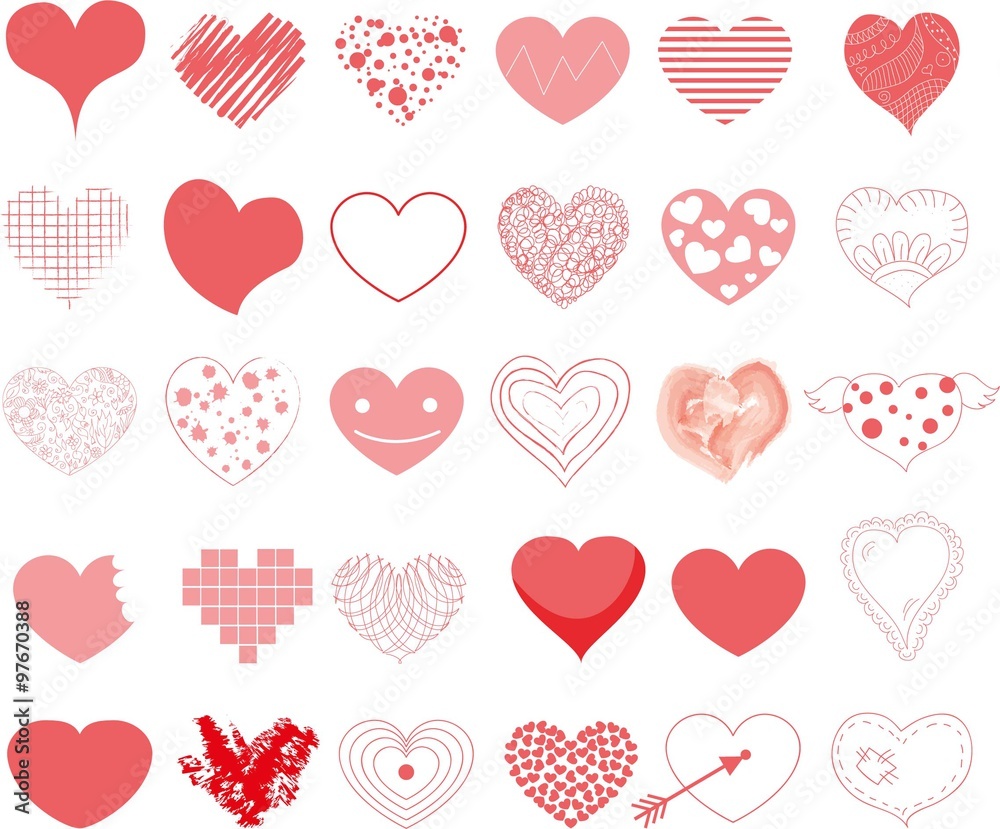 Vector hand drawn hearts set Vector hand drawn hearts set