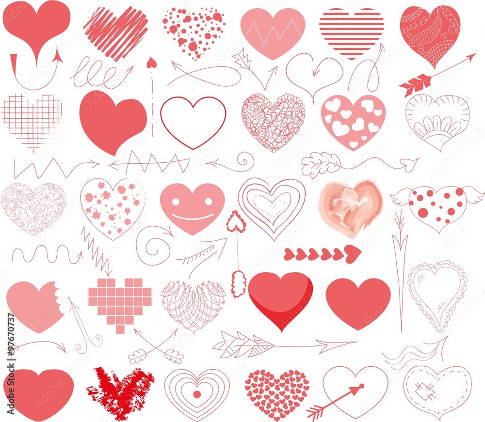 Vector hand drawn hearts set Vector hand drawn hearts set