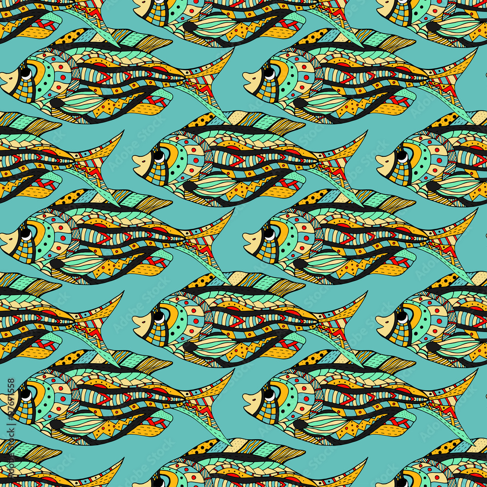 Obraz premium Zentangle fish background
