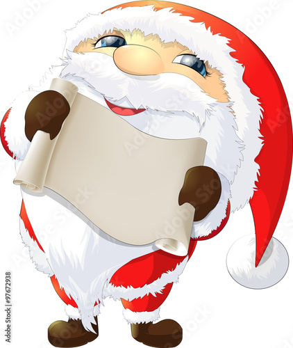 Santa Claus painted on a white background