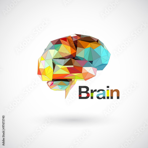 Colorful brain low polygon, Idea concept background design for poster flyer cover brochure, business idea.