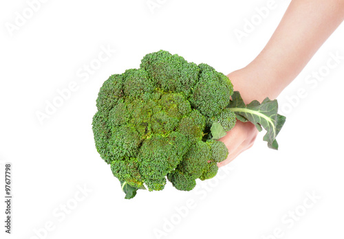 Woman's hand holding broccoli