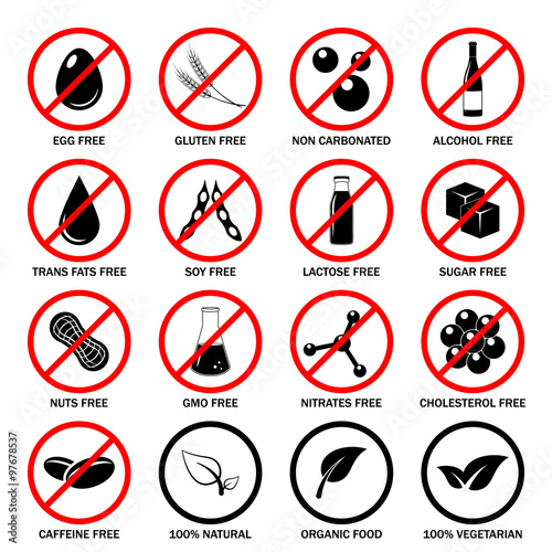 Allergen icons vector set.