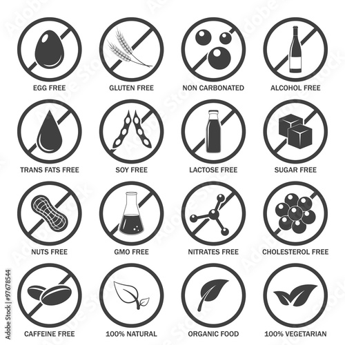 Allergen icons vector set.