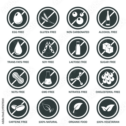 Allergen icons vector set.