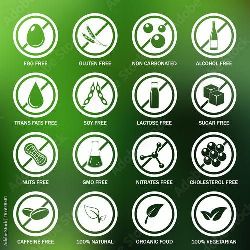 Allergen icons vector set.