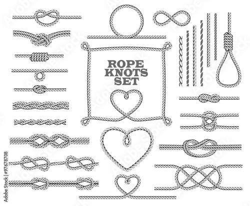 Rope knots collection. Seamless decorative elements. Vector illustration. photo