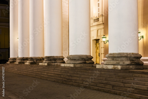 column of Bolshoi Theater on in Moscow