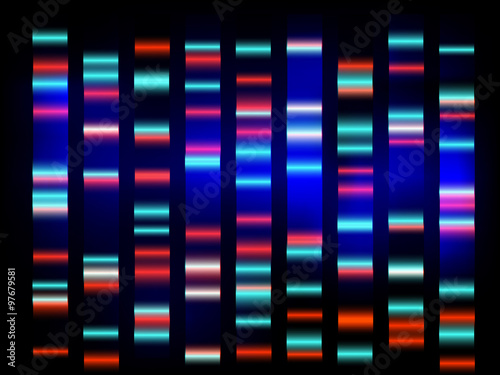 colourful medical dna results with black background