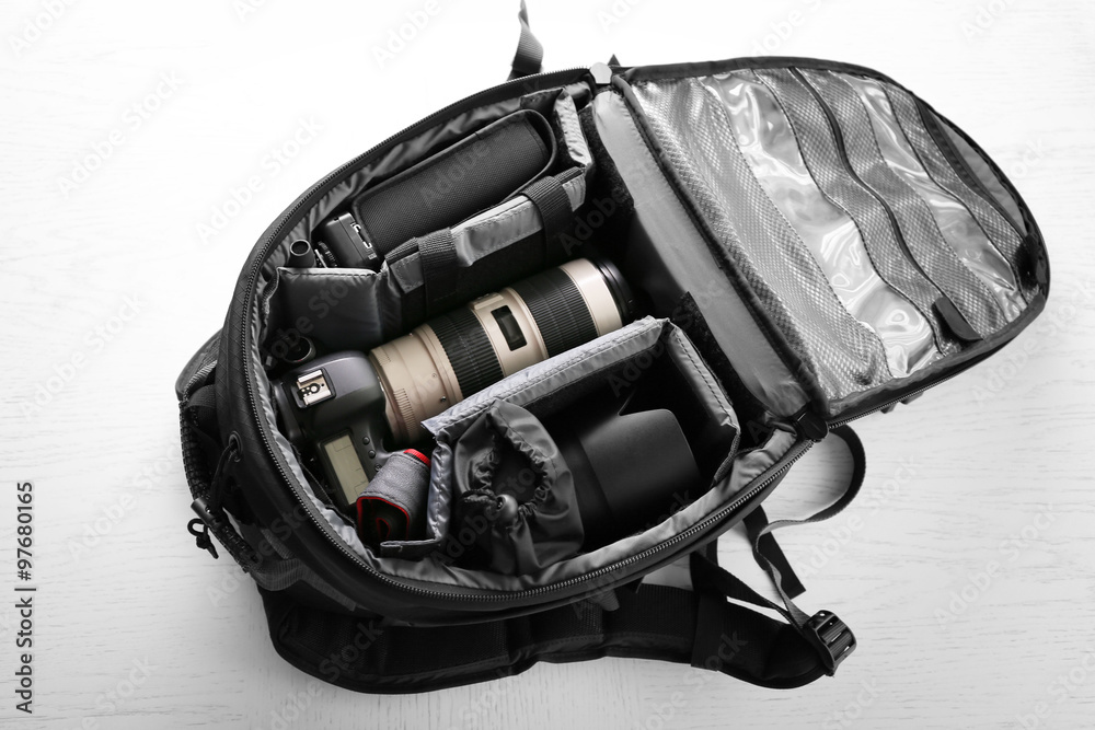 Photographer's equipment on a light background Photographer's equipment on a light background