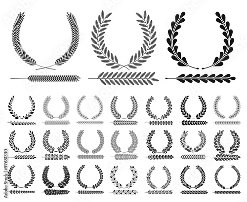 Set of Wreaths and branches. Vector illustration.