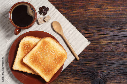 Toasted bread and coffee
