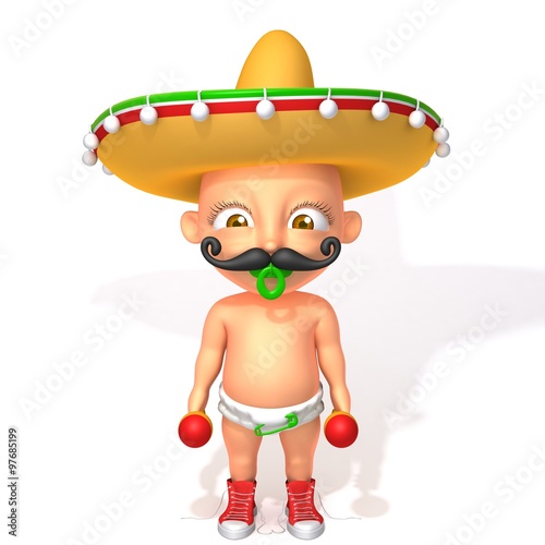 Mexican baby 3d illustration
