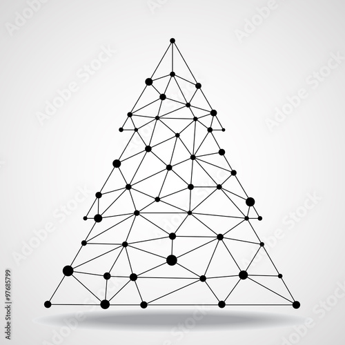 Abstract geometric triangle christmas tree, network connections. Vector illustration. Eps 10