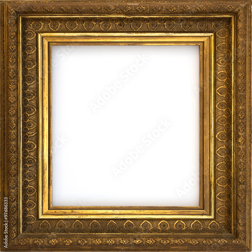 golden frame isolated, decorated picture frame