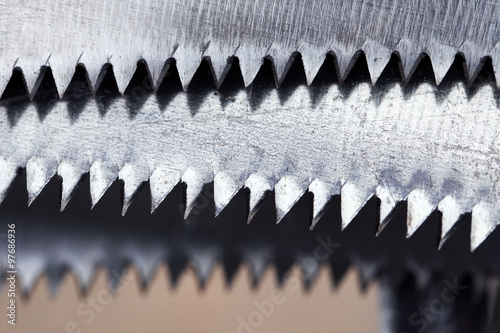 close up of saw teeth