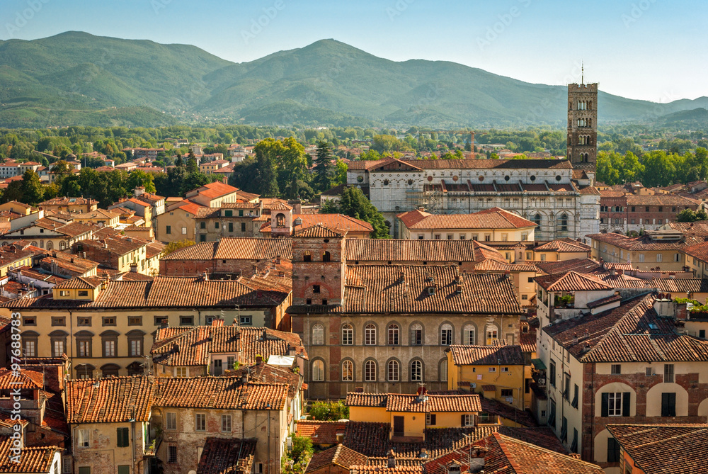Lucca (Tuscany Italy) panorama with the Cathedral