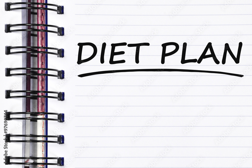 diet plan words on spring note book