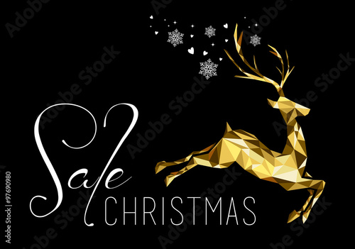 Christmas sale gold reindeer business shop xmas