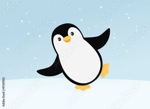 Fototapeta Happy dancing penguin