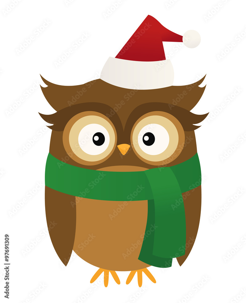 Owl dressed up for Christmas