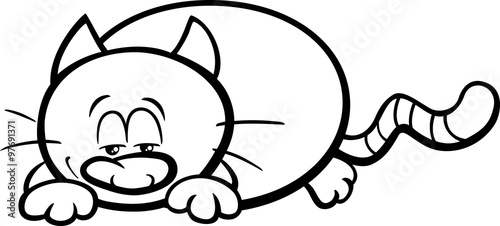 sleepy cat cartoon coloring book