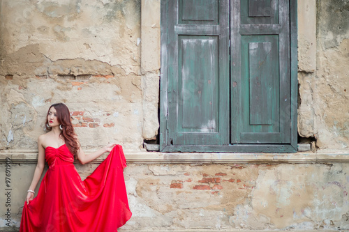 Asia girl in red dress © jaengpeng
