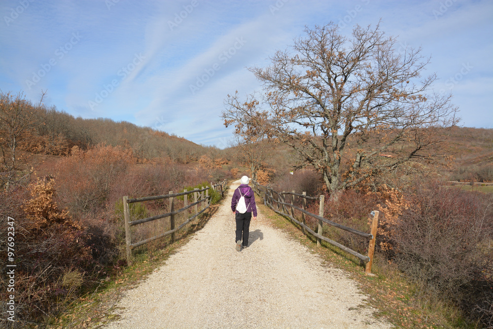 caminando por la ruta del ferrocarril minero en Burgos