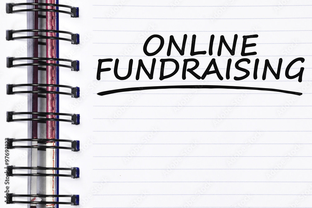 online fundraising words on spring note book