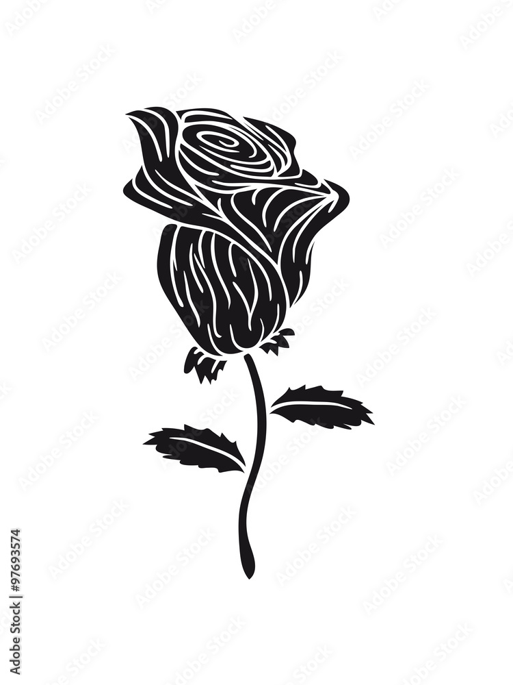 tribal tattoo design black rose thorns red spring blossom gift love symbol Иллюстрация Stock