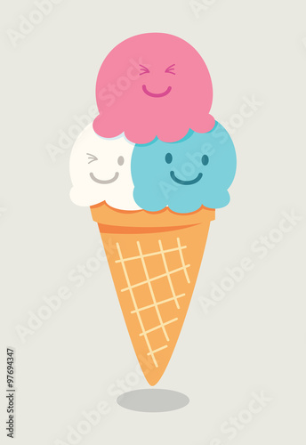 cute cartoon ice cream vector illustration