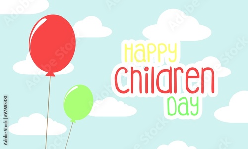 Happy children day card, with Balloon