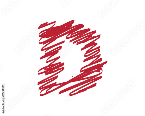 D Scribble Doodle Letter Logo