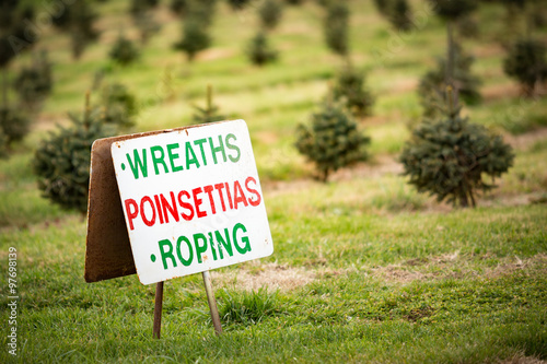 Wreaths Poinsettias Roping Sign