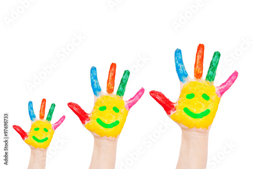 Smiley on family hands, having fun concept