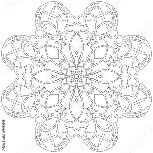 Black and white abstract circular pattern mandala.