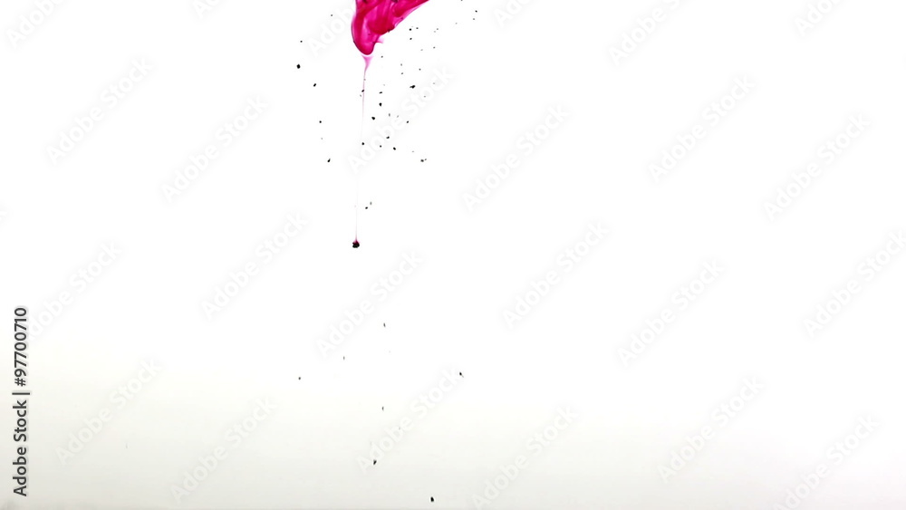 Red ink dropped in water on white background