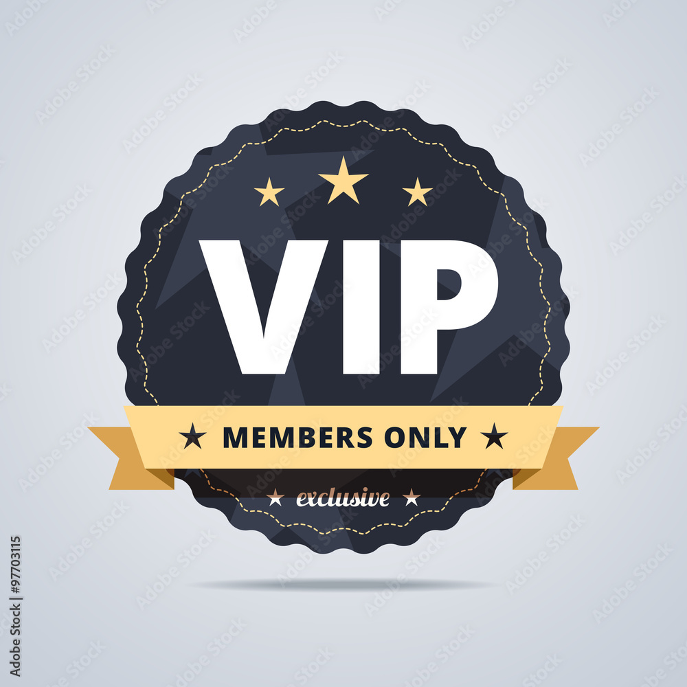 Round badge for VIP club members. - obrazy, fototapety, plakaty 